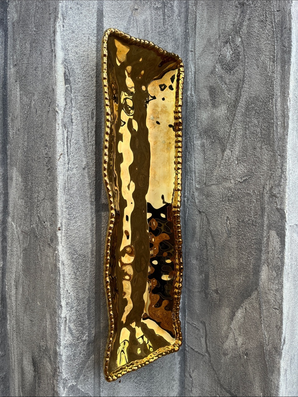 Gold Hammered Ceramic Trinket Tray